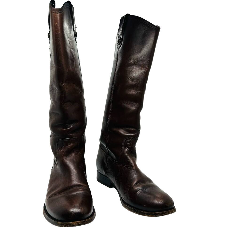 Vintage Frye Melissa Button Cognac Tall Riding Boots size  7 - Picture 2 of 11